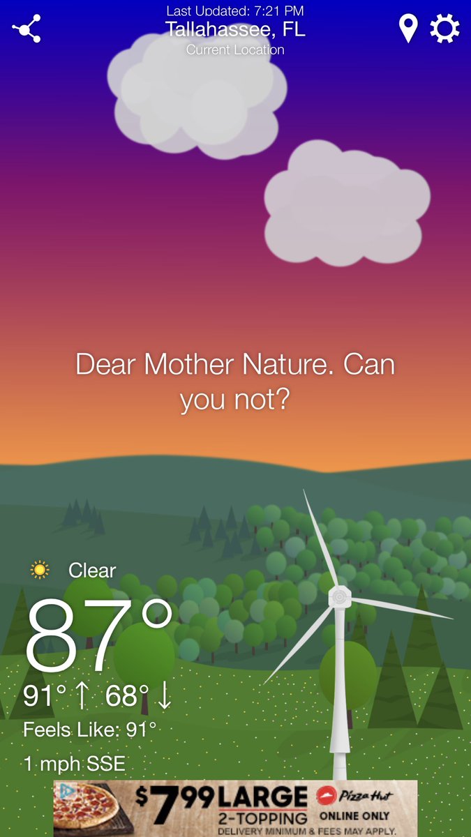 Almost 7:30pm and feels like 91. Happy fall, y’all. :/ <a href="/WTForecast/">WTForecast</a>