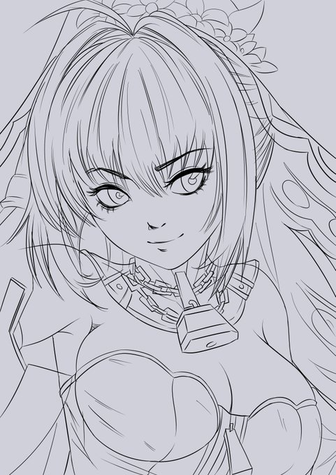 while taking a break..draw. #ネロ・クラウディウス (ブライド) #ネロ・クラウディウス  #nero_claudius #fateGO  #fgo 