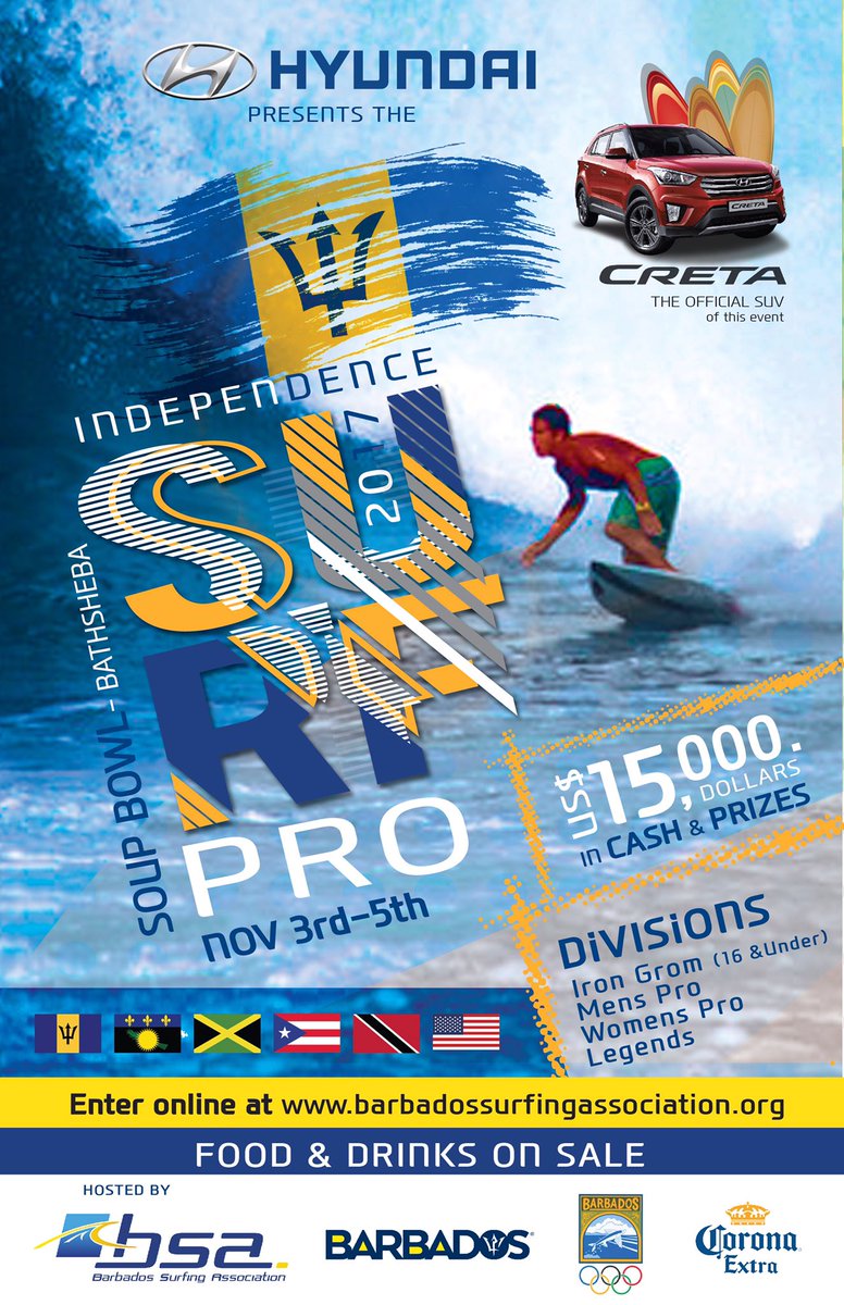 Barbados hosts 2 weeks of pro comps in Nov: Hyundai Independence Pro and <a href="/wsl/">World Surf League</a> in memory of Thomo &amp; Zander Venezia easternsurf.com/news/barbados-…