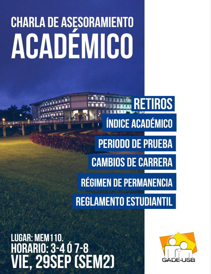 gade_usb's tweet image. ¡Uesebista! Quedarte con la duda no es una opción. Asiste MAÑANA a la CHARLA DE ASESORAMIENTO ACADÉMICO y aclara tus dudas.