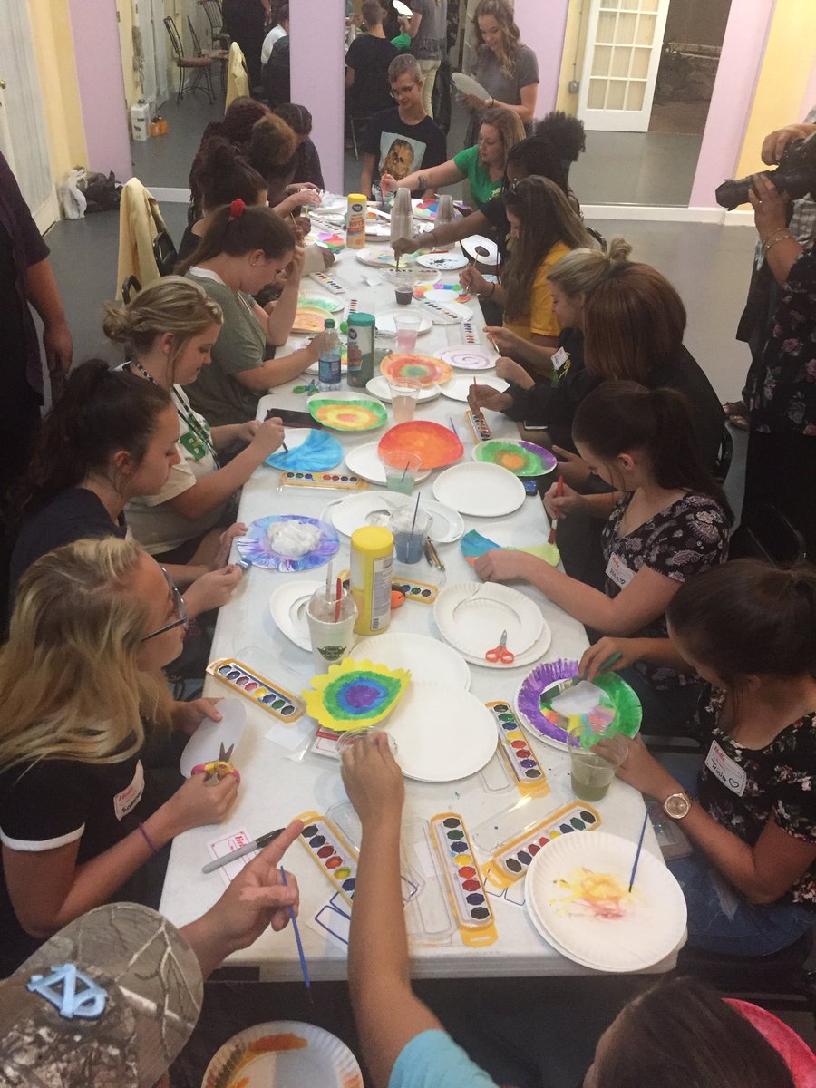BessemerHigh's tweet photo. @BC_cheer came out to Art with April and Aubrey tonight! 🌸🌺🌼🌻 https://t.co/V5OJa07hQL