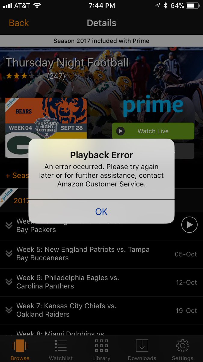 #NFL Thursday night #Fail on LG tv app and iOS #amazon #prime