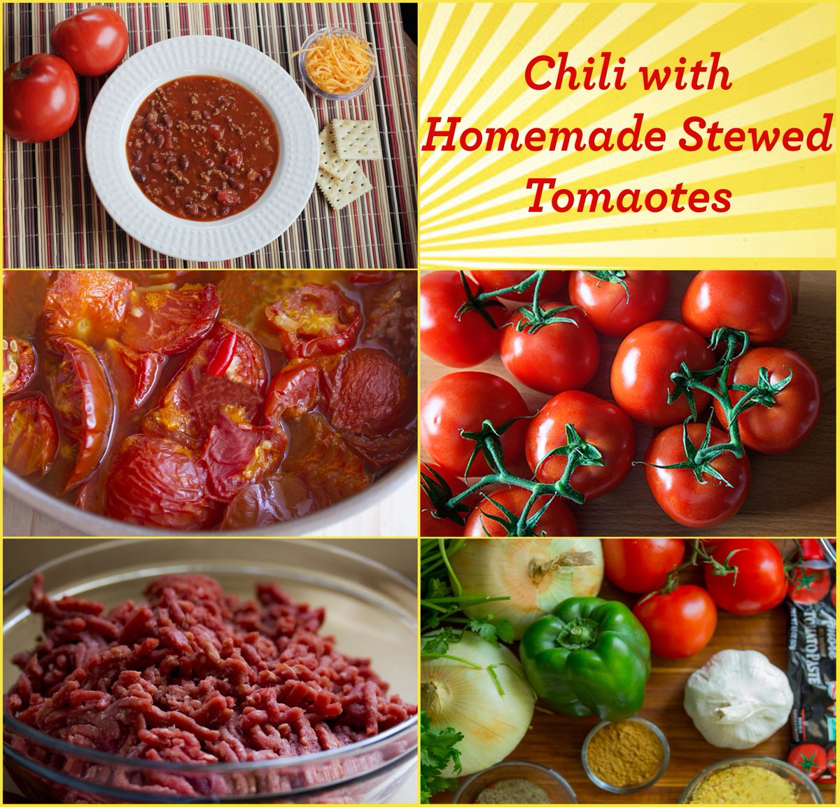 Some recipes, such as chili, are better with homemade stewed tomatoes instead of canned! How do you do it? Start with ten or so ripe Bushel Boy Vine-on tomatoes, then follow these instructions: bit.ly/2yKCXjm