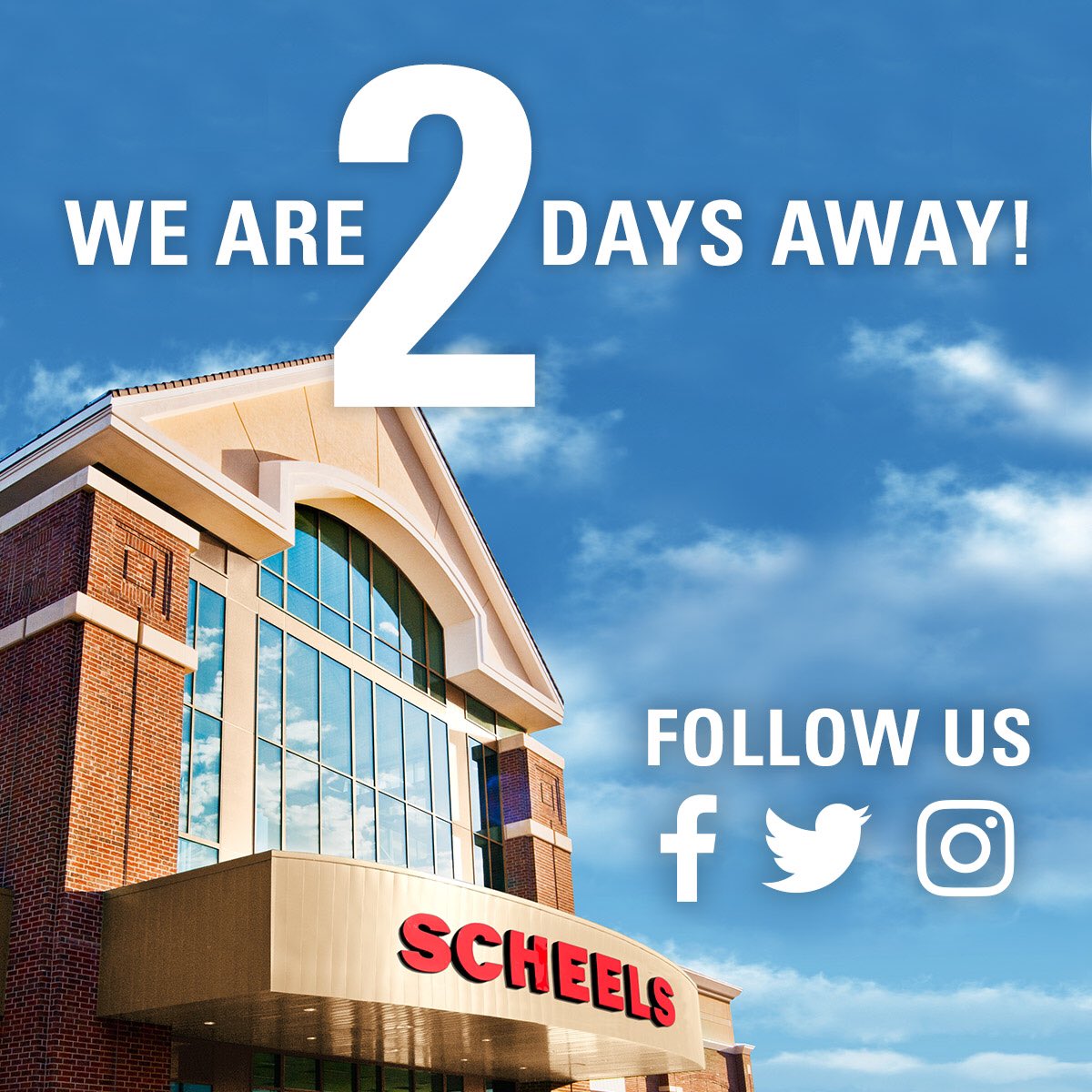 SCHEELS's tweet photo. We are TWO DAYS away from opening our FIRST Colorado-based store! Follow along as we tell the #ScheelsColorado story! 
#Colorado https://t.co/71fGeUGnem