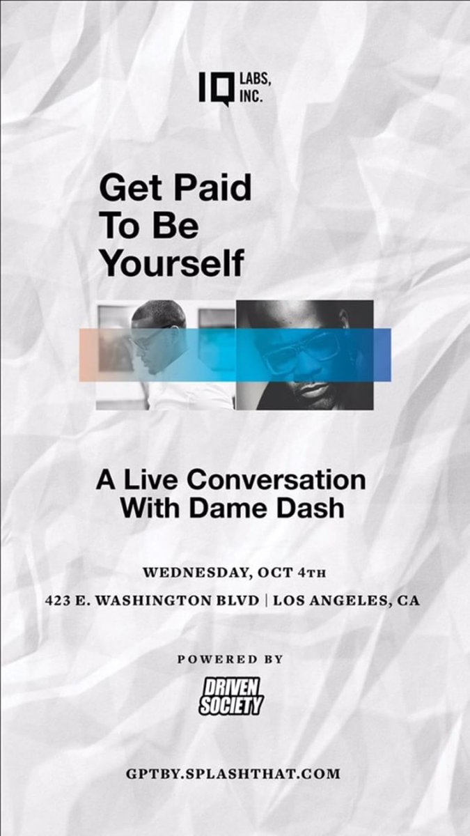 iamMICK's tweet photo. LA fam: check out my homie @allthingsmitch and his upcoming @drivensociety discussion with Dame Dash on Oct 4! https://t.co/O5MefOWAhT