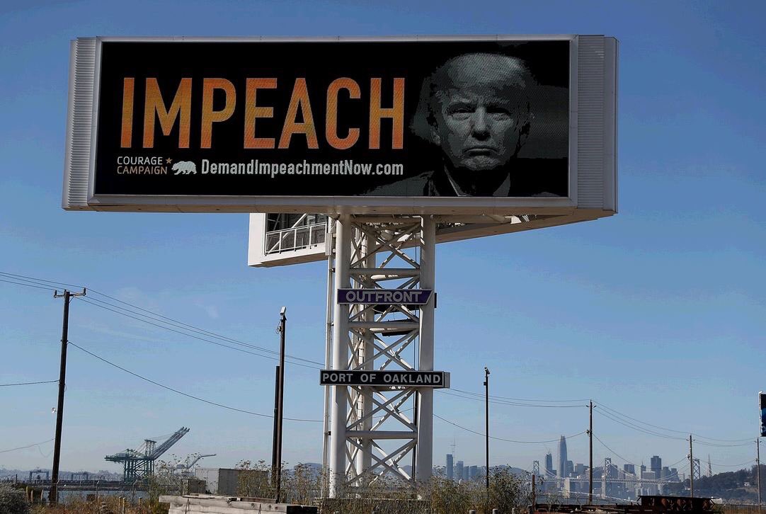 AntiochTweets's tweet photo. Impeach Trump billboard on the Bay Bridge. Proud to be from the bay https://t.co/TahbZybaof