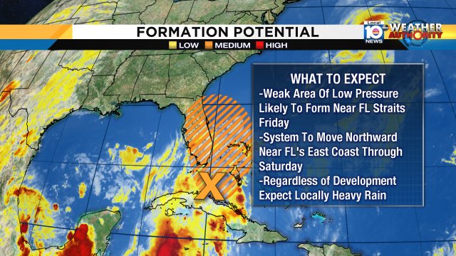 A weak area of low pressure is likely to form near the Florida Straits on Friday-- South Florida can expect rain! https://t.co/IAItOyqHQk