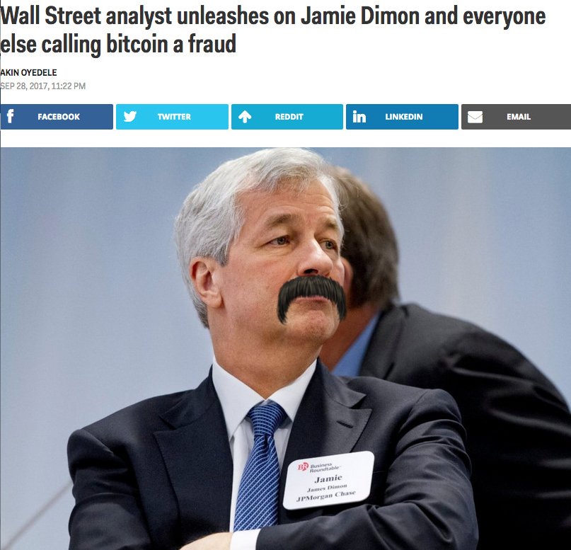 Edwardpumps's tweet photo. Breaking #FUDonometry
@Jpmorgan CEO Jamie Dimon claims "My mustache made me do it"
#MastersOfFuditry
#funtime bt catalysts https://t.co/dYPONSJ558