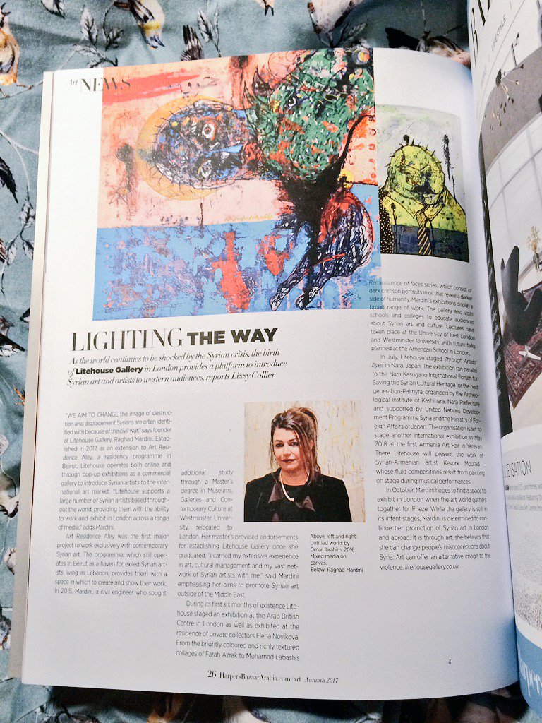 lizzycollier's tweet photo. So excited to have 2 pieces in the beautiful new issue of @BazaarArtArabia 💕#fahrelnissazeid #art #gypsum #litehouse https://t.co/Akv7mWkOfZ