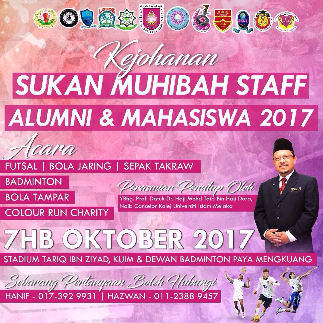 mppkuim's tweet photo. ⭐️ SUKAN MUHIBAH STAFF ALUMNI &amp; MAHASISWA 2017 ⭐️

Ayuh! Jom support dan turut serta dalam program ini ! 🏃🏻🏃🏻‍♀️ https://t.co/SzcNhCnVa2