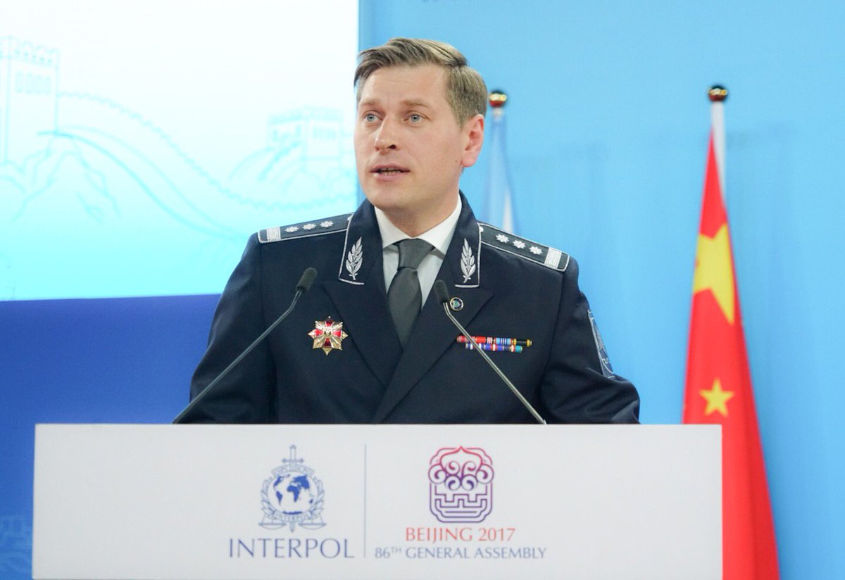 INTERPOL_HQ's tweet photo. INTERPOL Executive Committee: Fredolin Lecari of #Moldova has been elected Delegate for #Europe - #INTERPOLGA https://t.co/jERQcljoLH
