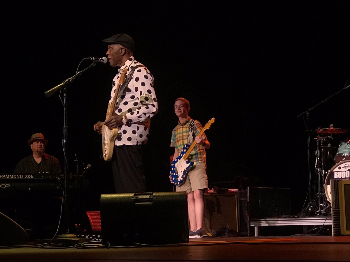 colliewells's tweet image. Awesome night. Nate playing on stage with Buddy Guy!