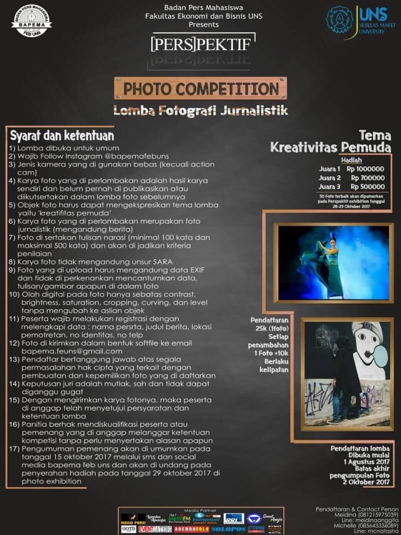 Ikutan yuk lomba fotografi 'PERSPEKTIF' yg diadain sama <a href="/bapemafeuns/">BAPEMA FEB UNS</a>! #SensasiFiesta
