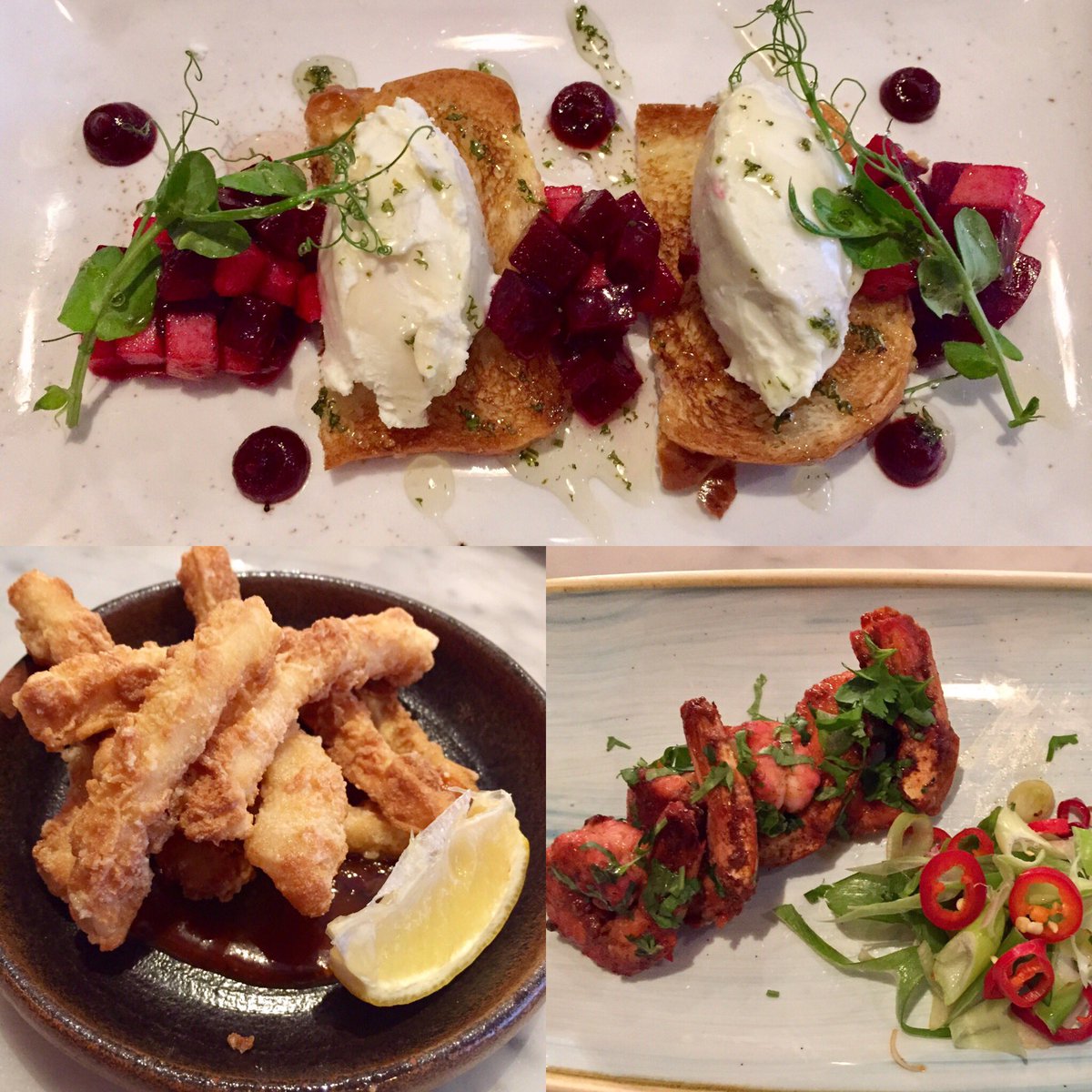 hanoversocial's tweet photo. Goats cheese, calamari and tandoori prawns. https://t.co/BLwf7XI53r