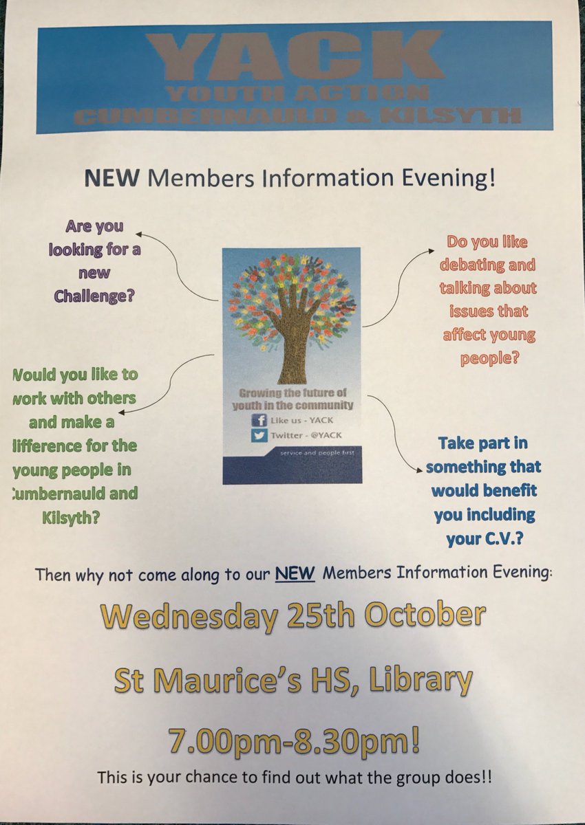 YACK will be holding a information evening, come along and find out about us 😁