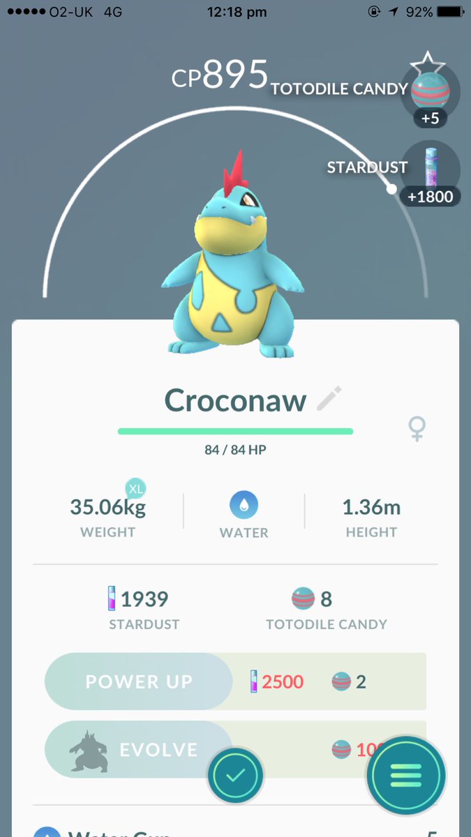 Marksanford88's tweet photo. My #first #croconaw from a #gymraid @PokemonGoApp https://t.co/ufSyXetrKi
