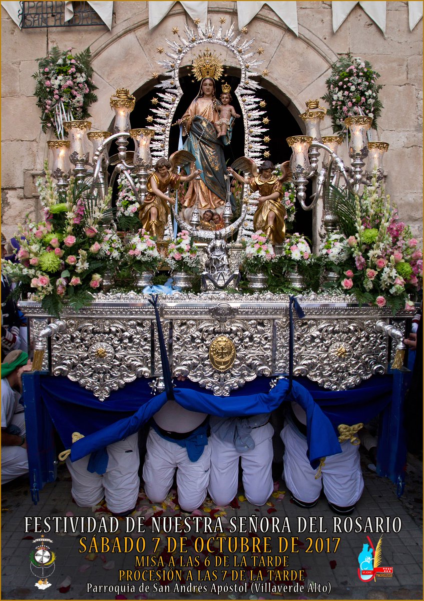 Festividad y actos programados para honrar a  Ntra Sra del Rosario. 
El cartel ha sido elaborado por D. Rodolfo Robledo #HagamosQueSuceda