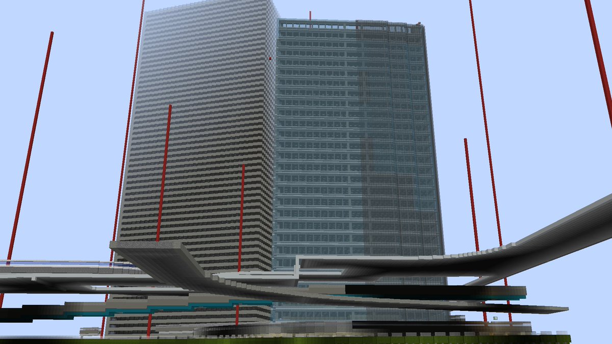 Kiha1 Minecraft現代建築勢 Minecraft未来予想図 高層ビル建設 なおすでに奥は高さ制限到達の模様
