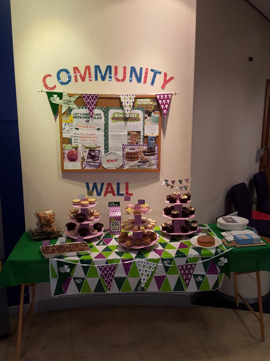 CadeyrnNBS's tweet photo. Cake stall all set out at Bury. Come and get your cakes for a great cause #macmillancoffeemorning @NWEarea https://t.co/ipDGxtuDue
