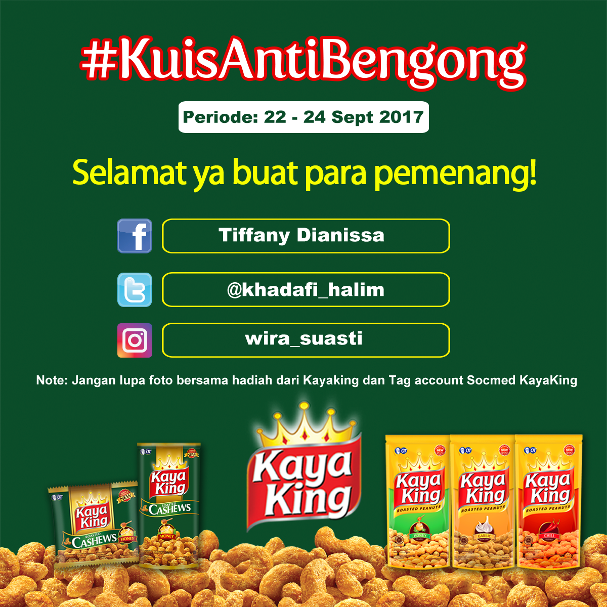 KayaKingID's tweet photo. Selamat kepada para pemenang #KuisAntiBengong! Data diri dan EMAIL AKTIF admin tunggu selambatnya 2x24 jam. https://t.co/ACfO03z7qx