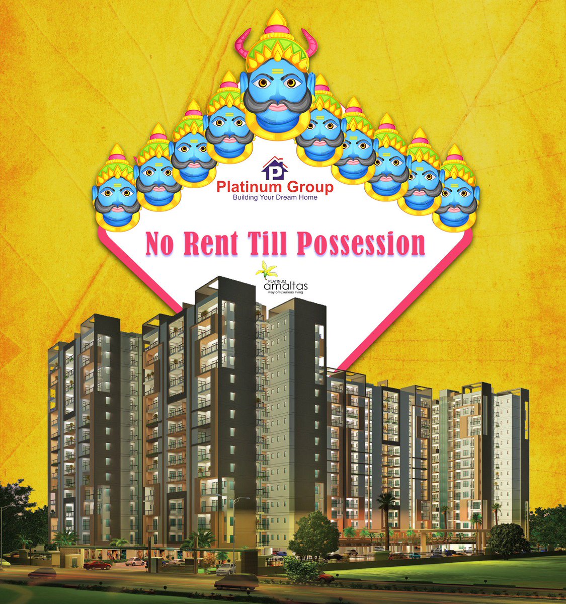 platinumjaipur's tweet photo. #DussehraOffera 
Book a flat in @platinumjaipur and let us pay your rent till possession. Connect us to build your dream home*
*T&amp;Cs applied https://t.co/O8YufmjEEd