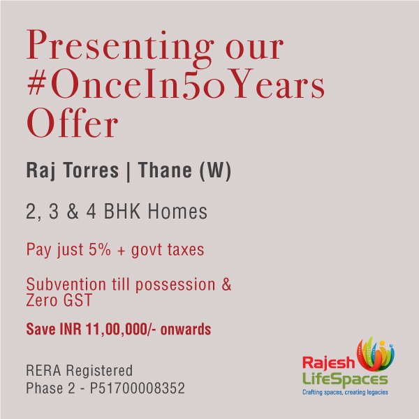 #Neighbourhood where you feel at #Home. #RajTorres
#PracticalLiving in #Thane #OnceIn50YearsOffers #RajeshLifeSpaces goo.gl/kdV8Td