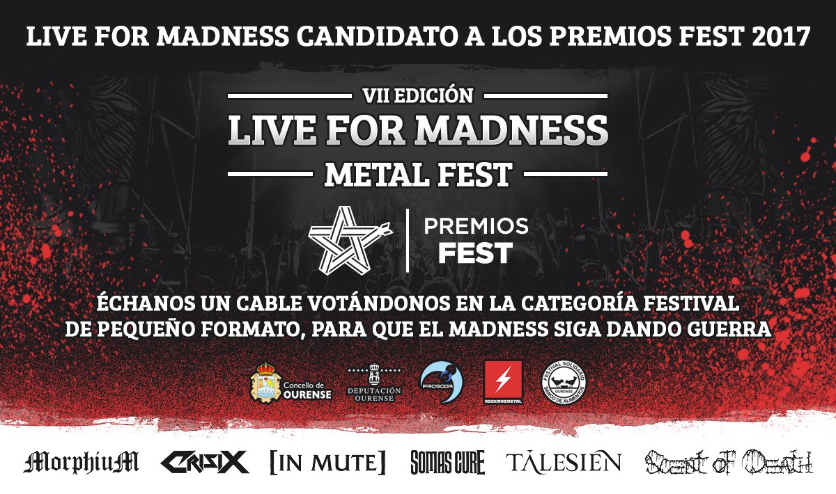 liveformadness's tweet image. #LiveForMadness2017 | Live for Madness candidato a los Premios Fest como Mejor Festival de Pequeño Formato VOTA AQUÍ premiosfest.com/votaciones-pub…