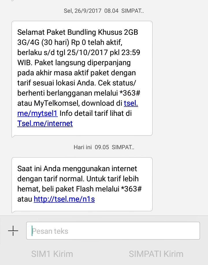 AyuRinDra's tweet photo. @Telkomsel Paket bundling khusus 2gb Rp. 0 ku hilang kemana?? Baru 3 hari, belum 1bln. Baru kepakek 300mb an -.- https://t.co/9z8dFbw8ID