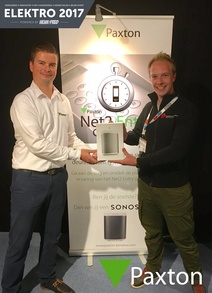 Winnaar Barry van Breukelen van Masters in Motions Toegangstechniek met zijn <a href="/Sonos/">Sonos</a> play1. Barry had gisteren <a href="/elektro2017/">elektro2017</a> de snelste tijd!