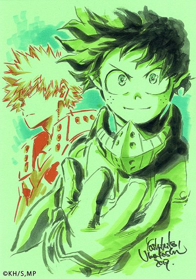 馬越嘉彦 直筆イラスト 爆豪＆切島　僕のヒーローアカデミア2018年イベント入手 明日はヒロアカ！2期最終回、夕方5:30から日テレ系で放送！ 『僕の
