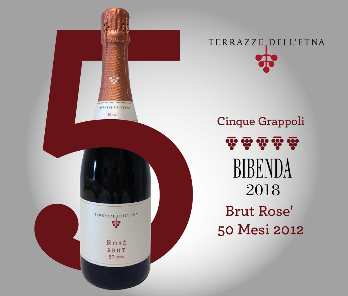 La guida Bibenda 2018 ha premiato con i "5 grappoli" il nostro Rosè Brut 50 Mesi! CHEEEEEERSSSS!!!!!!!!!!