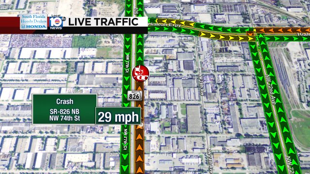 Crash on SR-826 NB at NW 74th St #traffic https://t.co/WdSsa28DCu