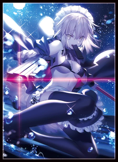 コミック1新作発表①
水着オルタのスリーブ&amp;プレイマットです!
イラストはマシマサキ様に描いていただきました。 