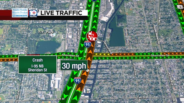 Crash on I-95 NB at Sheridan St #traffic https://t.co/Veu3bIaxv3