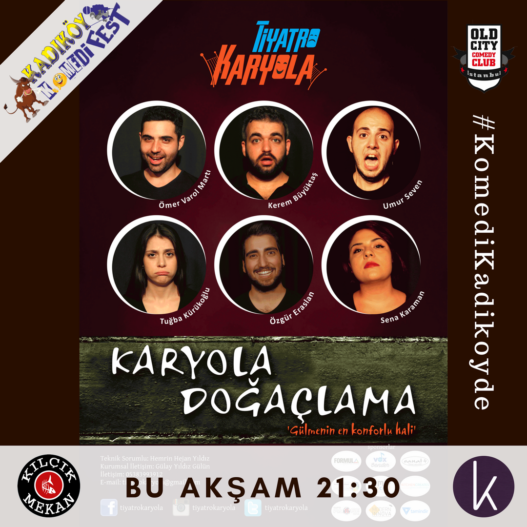 #KomediKadikoyde devam ediyor!! 🎭 Bu Akşam <a href="/tiyatrokaryola/">Karyola Sanat Atölyesi</a> 21:30 <a href="/kilcikmekan/">Kılçık Mekan</a>'da Biletler ; kumbaravan.com/Odeme/OdemeAlE…
