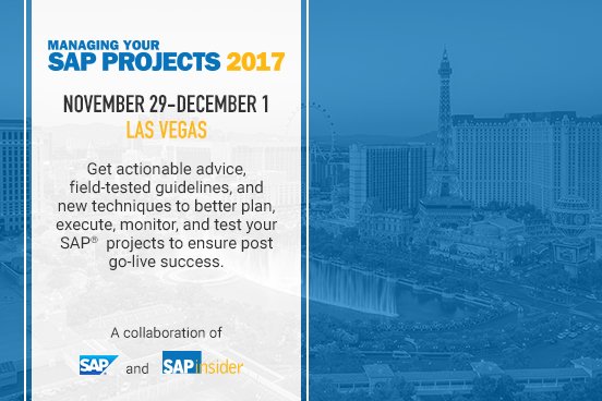InsiderProjects's tweet image. Lowest available rates expire in 1 week for #SAPProjects2017, Las Vegas Nov 29-Dec 1. Register by Oct 6 &amp;amp; SAVE $500 bit.ly/2wmfN1f