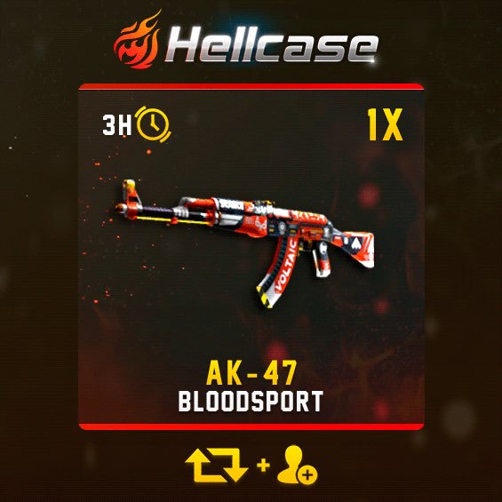 🔥AK-47 | Bloodsport #Giveaway:

▪️RT &amp; Follow &amp; Trade URL
▪️CLICK: goo.gl/TfLwiw

🏆Winner in 3h!

#hellcase