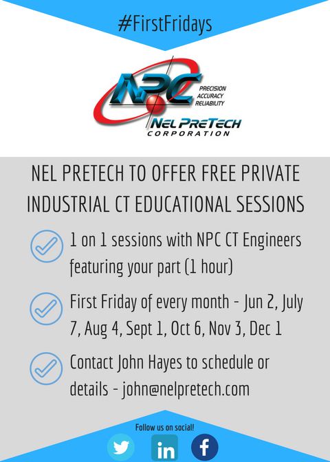 NelPretech's tweet photo. Hey #Manufacturers, what are you doing next Friday? Bring your part &amp; join us Oct. 6 for a FREE 1 on 1 CT Scanning demo/educational session! https://t.co/dQAtTMxxSo