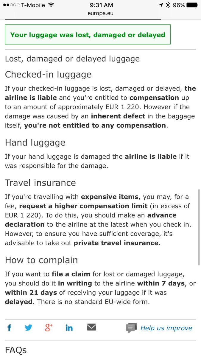 klm damaged baggage compensation