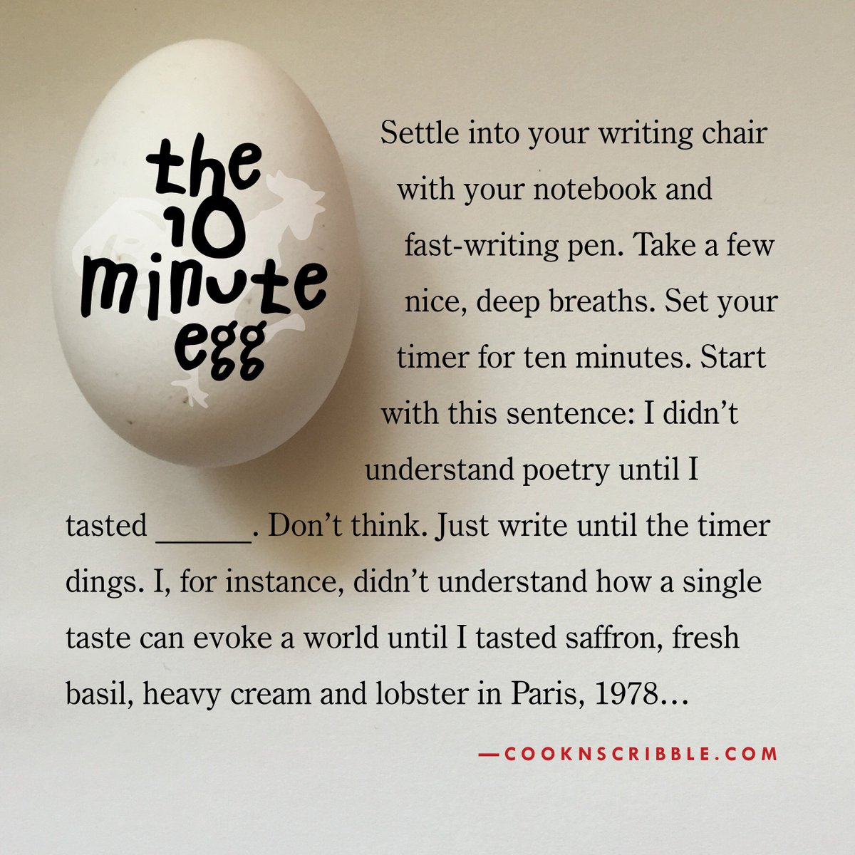 cookNscribble's tweet photo. For your writing pleasure... #10minuteegg #foodmedia #foodwriter #foodwriting https://t.co/0PGgmF7F4a
