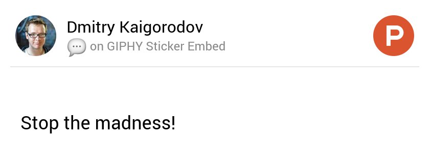 kuolldev's tweet photo. My thoughts on GIPHY Sticker Embed on @ProductHunt https://t.co/t3D9m5GEf5 https://t.co/H457lrqhyL