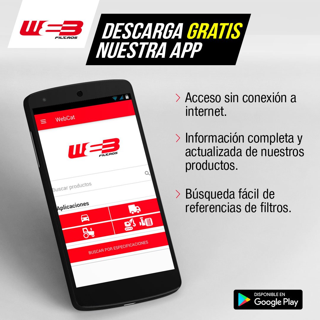 webfiltros's tweet photo. Conoce más sobre el #FiltroWeb que tu vehículo necesita descargando gratis nuestra #App >> https://t.co/ucj6paWXAg https://t.co/xxVA0WdIOv
