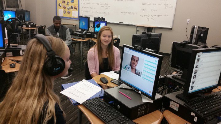 MHS Spanish students had their first 15 min. conversation with native speakers through Boomalang (paid for with the U2Innovate Grant).