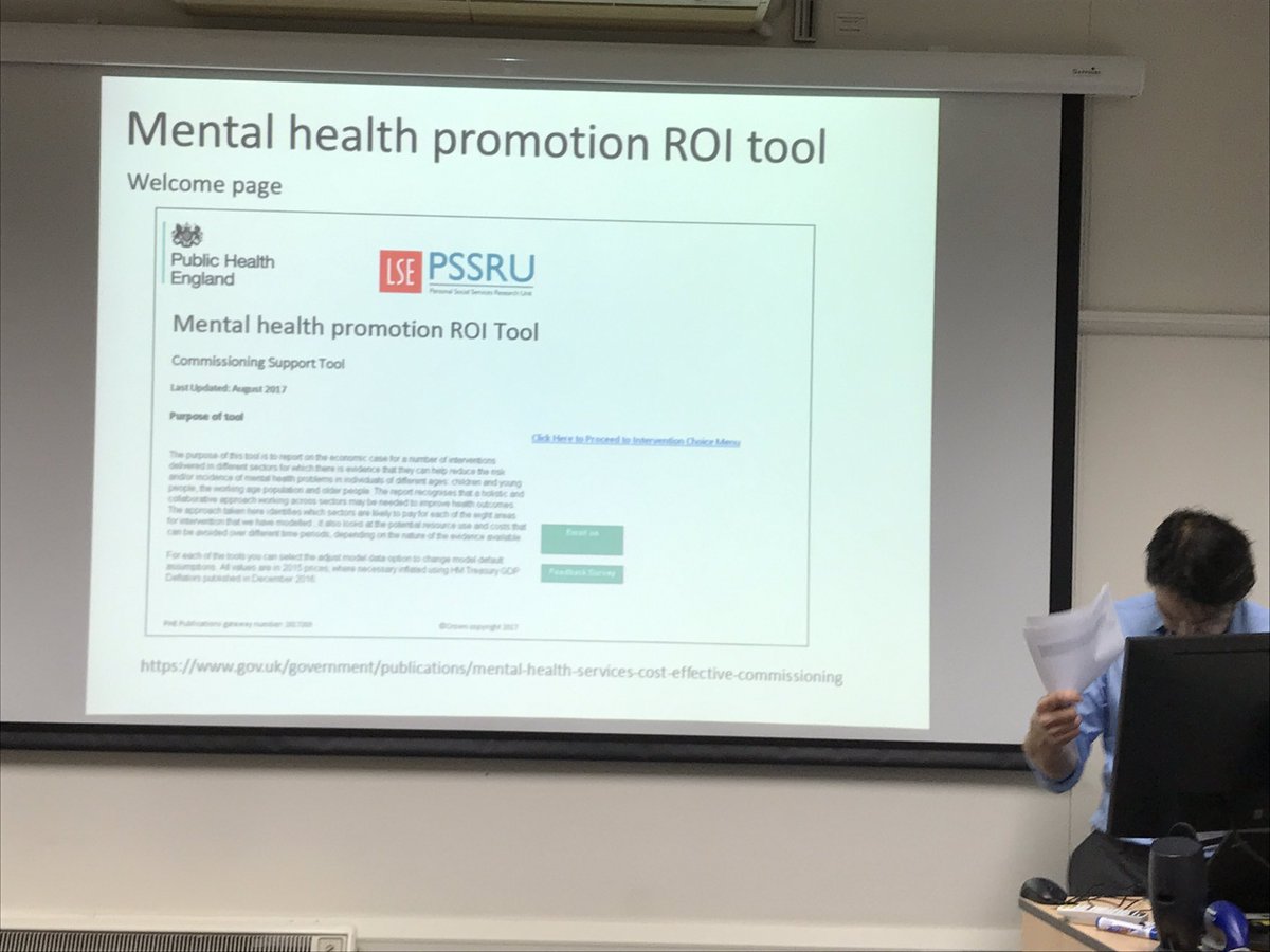 #PHELKISEast demonstrating mental health promotion ROI tool, cost-effective interventions for good mental health @PHE_EoEngland