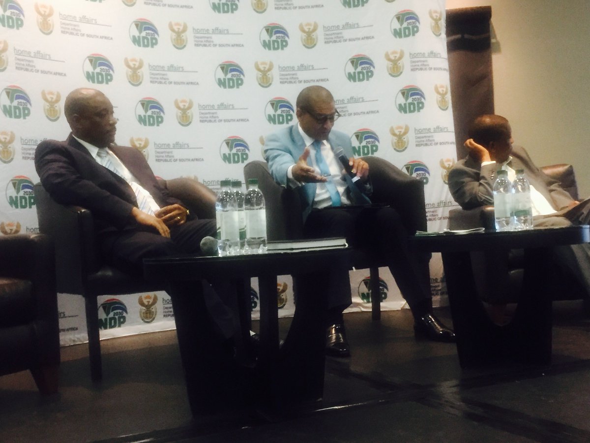 HomeAffairsSA's tweet photo. Panel discussion on #DHA a critical enabler of National Security Mr Eric Dube of @CSIR and acting DG Mr Jackson Mckay #RepositioningDHA https://t.co/pkifrNaOxE
