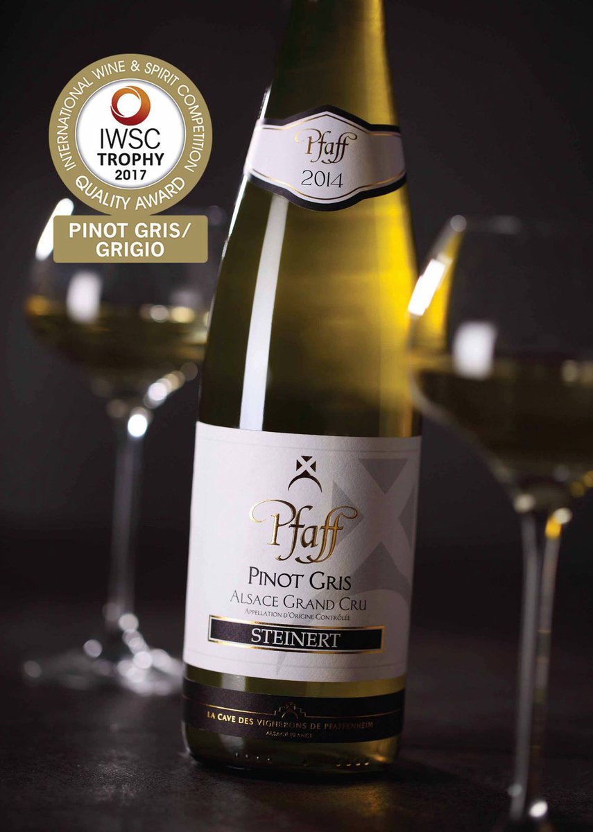 Bravo à <a href="/PfaffWines/">Pfaff</a> dont le Pinot Gris Grand Cru Steinert 2014 se voit décerner le Pinot Gris Trophy 2017 par <a href="/theIWSC/">IWSC - International Wine & Spirit Competition</a> #DrinkAlsace