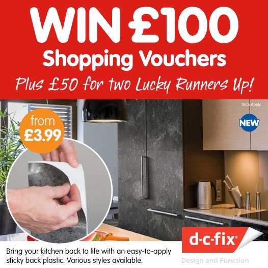 ✨#COMPETITION TIME✨ 
FLW/RT for a chance to #WIN £100 B&amp;M vouchers PLUS 2 Runners Up WIN £50 vouchers, thanks to d-c-fix. Ends 08:00 6.10.17