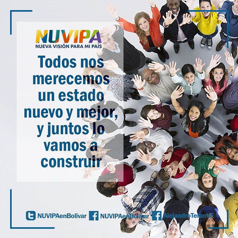NUVIPAenBolivar's tweet photo. Construyamos juntos un nuevo y mejor estado Bolivar, productivo, de calidad y actual! #SiesPosible #SiHayFuturo #TeranGOBERNADOR @nuvipa https://t.co/JrW90Cb1ox