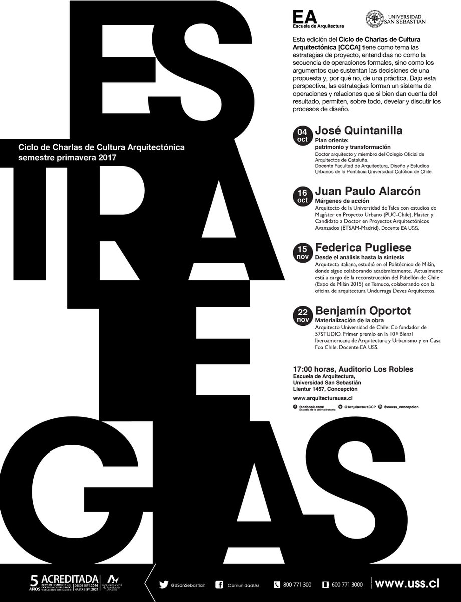 La semana que viene empieza el ciclo de charlas de Cultura Arquitectónica! En esta ocasión sobre "ESTRATEGIAS"