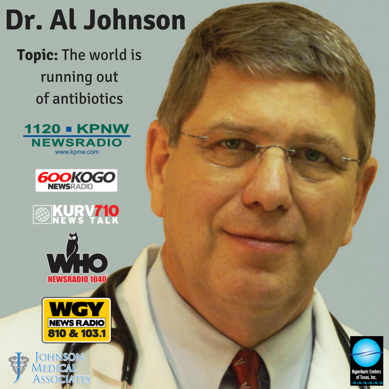 Hyperbaric_TX's tweet photo. Dr. Johnson has been busy this morning discussing if the world is running out of antibiotics. 

Read the article: https://t.co/h1njhv2bZU https://t.co/9SSjeNKTXF